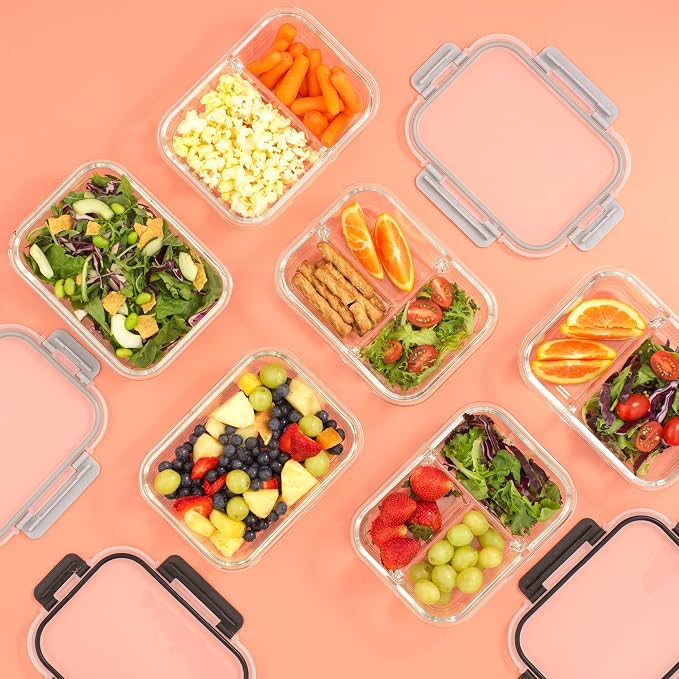 JoyJolt Glass Food Storage Containers with Lids. 5 Pack Glass Meal Prep Containers Reusable 35oz Single Compartment Airtight Container Set. Lunch Containers for Adults and Kitchen Storage Containers