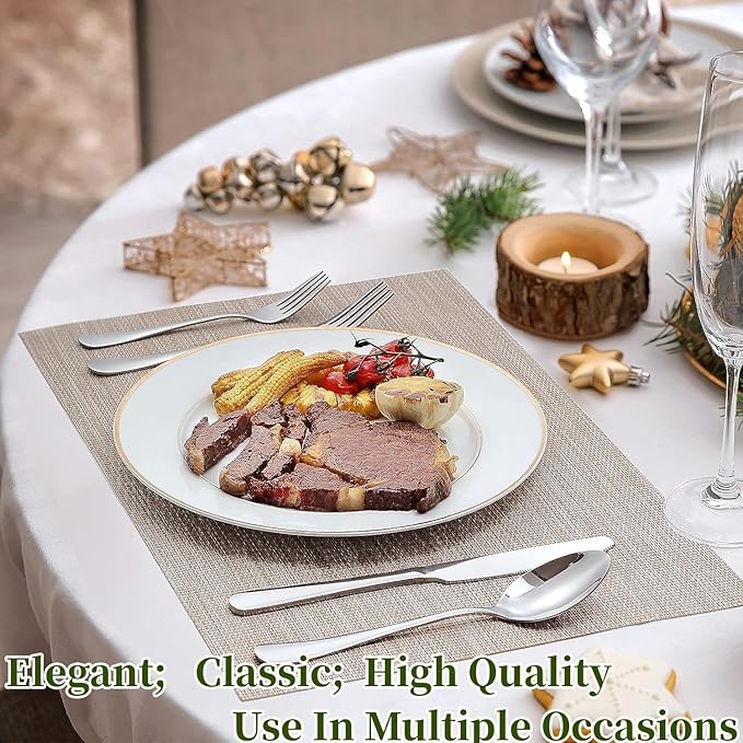 49PCS Silverware Set with Organizer, Stainless Steel Flatware Drawer Cutlery Set for 8, Kitchen Utensils with Steak Knives Mirror Polished Dinner Knife Forks Spoons Tableware Service Tray