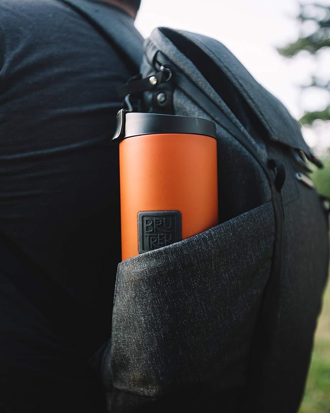 BruTrek | OVRLNDR Travel French Press | 24 fl.oz Drinkable Lid | Red Rock | Drinkable Capacity, Vacuum Insulated, Easy To Clean Removable Bottom, No Spill Lid, On The Go Coffee Brewing (Red Rock)