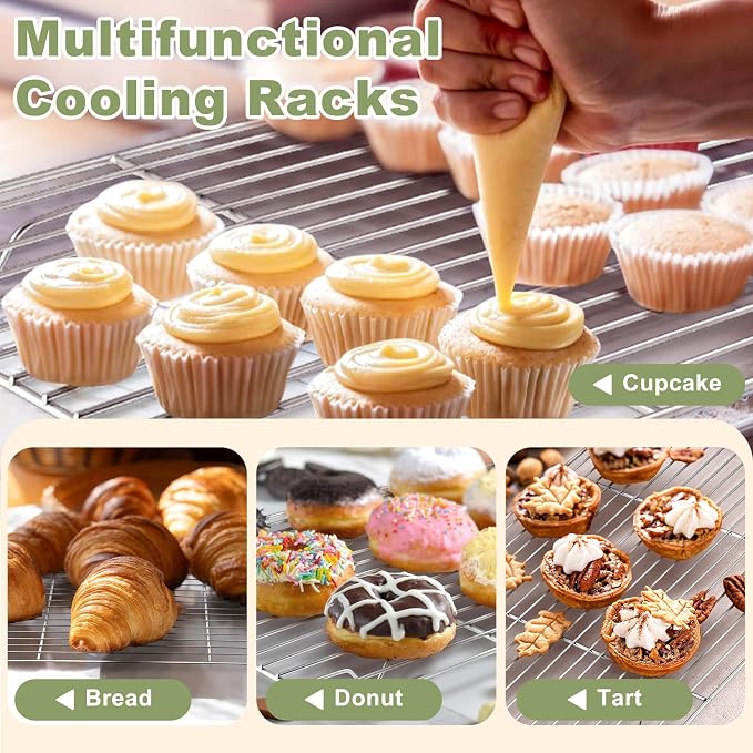 TeamFar Baking Sheet with Rack Set, 3 Pans + 3 Racks, 16/12.5/9 Inch | Stainless Steel Cookie Sheets Baking Pans Trays and Cooling Racks for Cooking, Non-Toxic & Heavy Duty, Dishwasher Safe