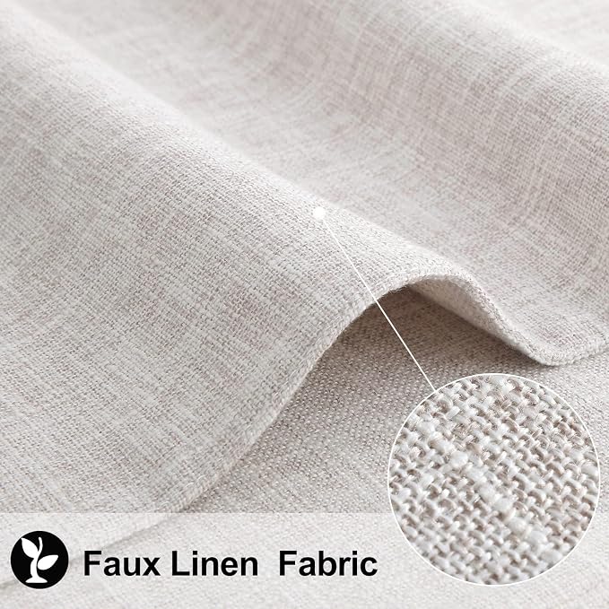Faux Cotton Linen Placemats Set of 8, Cloth Washable Farmhouse Dining Table Mats for Indoors & Outdoors, Easy to Clean, Neutral Beige, 13 x 19 Inch