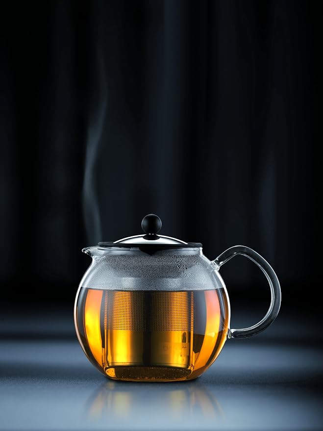 Bodum Assam Glass Tea Press with Stainless Steel Filter and Lid, 1.5-Liter, 51-Ounce