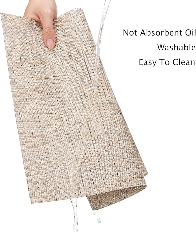 Myir JUN Placemats Set of 10 Kitchen and Dining Table Placemats | Vinyl Placemats Place Mats Indoor/Outdoor Set of 10 Washable Table Mats Non-Slip Place mats for Dining Table, Beige