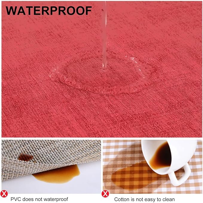 Faux Leather Heat Resistant Placemats 8 Packs, Waterproof Wipeable Dining PU Place Mats for Indoor & Outdoor, Easy to Clean, Red