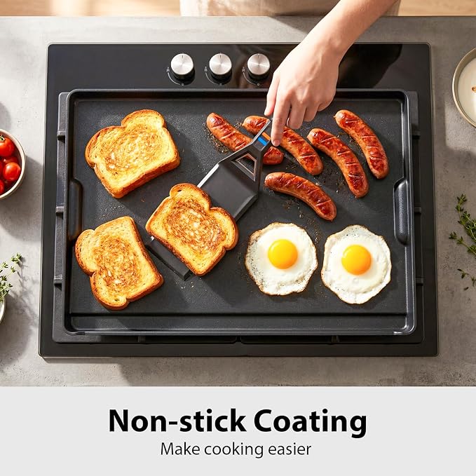 Utheer Griddle Combo Set, 23 Inch Ceramic Nonstick Cast Aluminum Griddle | Large cooking surface supports outdoor BBQ and indoor meals, designed for flexible grilling and easy cleanup