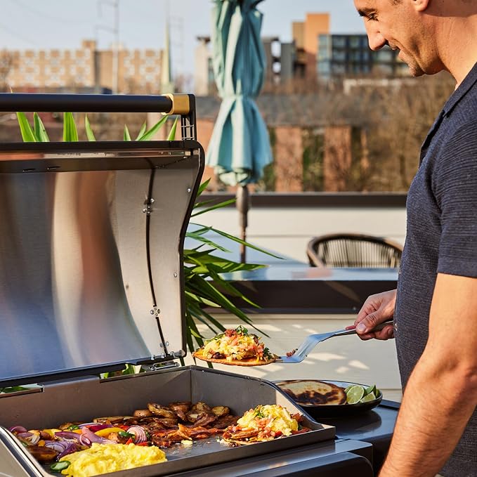 Current® Model G Smart Electric Griddle, Flat Top, Slate | Apartment-Friendly and Weather-Resistant; App-Connected Control from 200°F to 600°F for BBQs, Searing and Roasting.