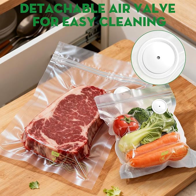 Reusable Vacuum Sealer Bags for Food,15 PCS 8.7"×11.8" & 15 PCS 11.8"×13.8" | Reusable Bags with Air Valve for Food Storage, Freezer, Microwave, Odor-Resistant, Leak-Proof,Fit with Compact Vacuum Sealers