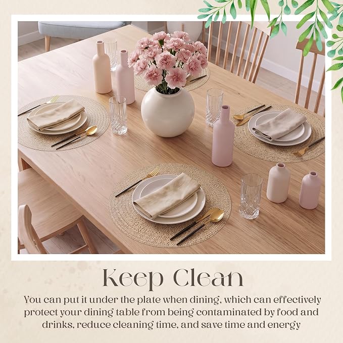 Geosar Disposable Paper Placemat Cotton Woven Look 13'',100 Pcs,Brown