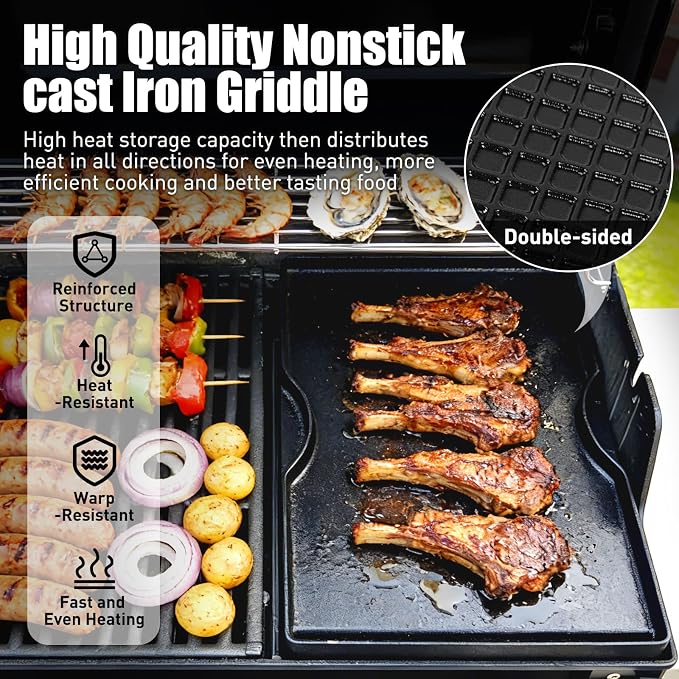 Grill Griddle for Weber Spirit 300 Series | Dual Sided Sear Parts for Spirit II 300,Spirit E/S310 E/S315 320 330 SP320,Spirit 700,Genesis 1000-3500,Gold & Silver B/C Gas