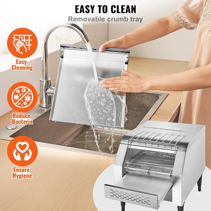 VEVOR Commercial Conveyor Toaster, 300 Slices/Hour Conveyor Belt Toaster, Heavy Duty Stainless Steel Commercial Toaster Oven for Toast Bun, Bagel, Bread