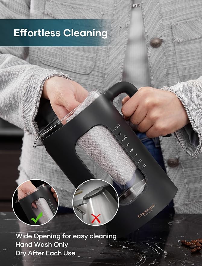 INTASTING Electric Kettle, Electric Tea Kettle with Infuser, 1 Liter | ±1℉ Temperature Control, 1200W Fast Heating, BPA-Free Glass, Easy to Clean, Keep-warm, Auto shut-off, Wood