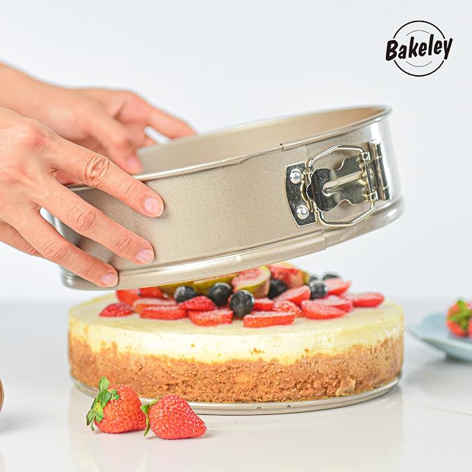 9 Inch Springform Cake Pans, Non-Stick, Spring Form Pans 9 inch with Removable Bottom, Spring Form Pan, Carbon Steel, Cheesecake Pan (Champagne Gold)