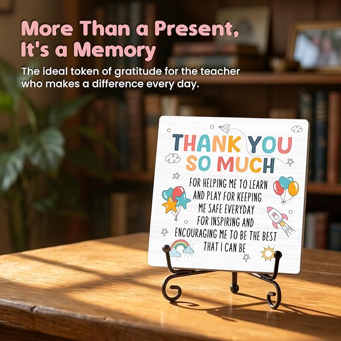 Teacher Appreciation Gifts for Women Men | 5" Wooden Plaque Sign for Mentor Teacher Gifts | Minimalism Gift from Student Desk for Home Office Decor - A04
