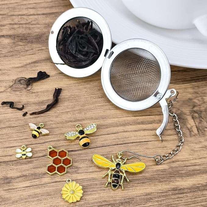 6PCs Stainless Steel Mesh Tea Infuser,2.1 inch Tea Ball with Honey Bee Set | Tea Steeper for Filtering Tea,Tea Infusers for Loose Tea,Tea Strainer for Flavoring Herbal Spices and Seasonings