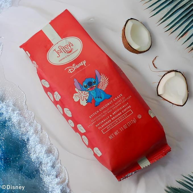 Joffrey's Disney Stitch Coconut Craze Flavored Coffee - Specialty Collection, Arabica Ground, Medium Roast (11oz)