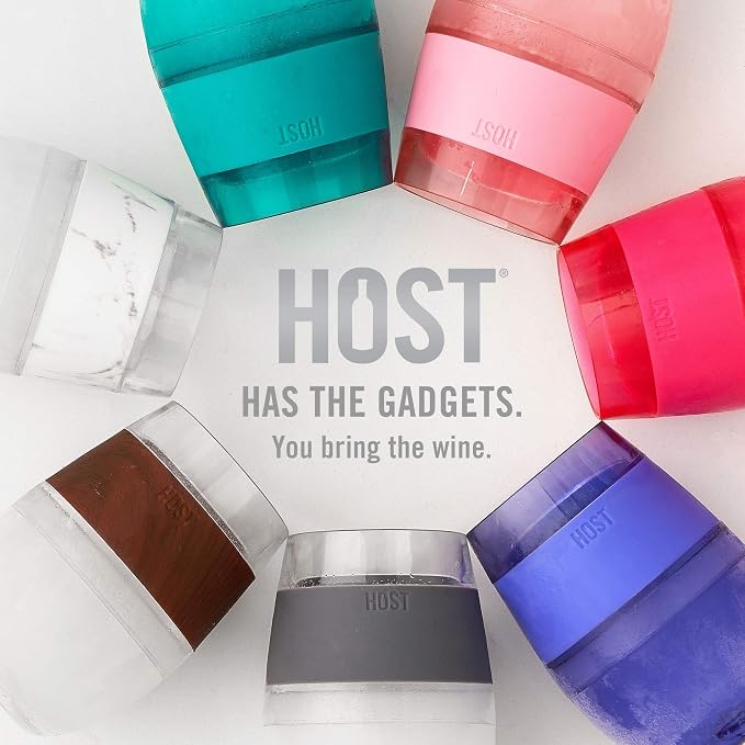 Host Freeze Plastic Wine Glasses for Red and White Wines, Gifts for Mom, Gifts for Women, Double Wall Insulated Wine Cooling Cups, Freezable Drink Chilling Tumblers, 8.5 oz, Set of 4, Assorted Colors