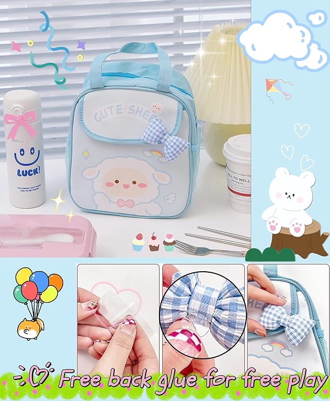Kawaii Bento Box, Leakproof Lunch Box with Bag & Tableware