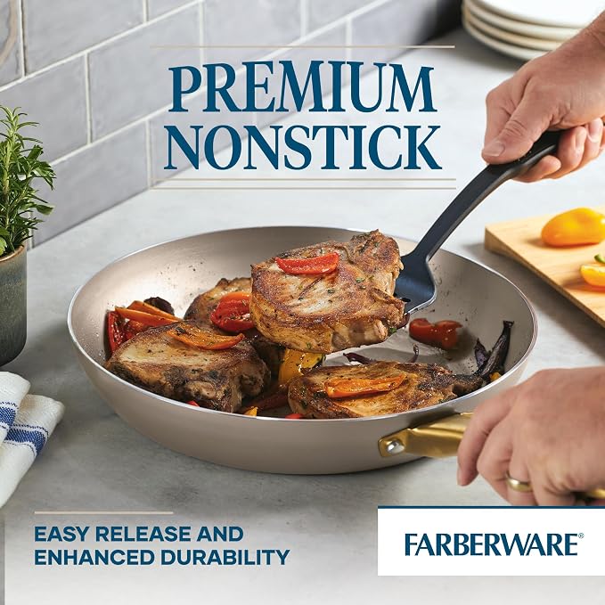 Farberware Radiant Frying Pan, Dishwasher Safe, Skillet (12.25-Inch), Champagne