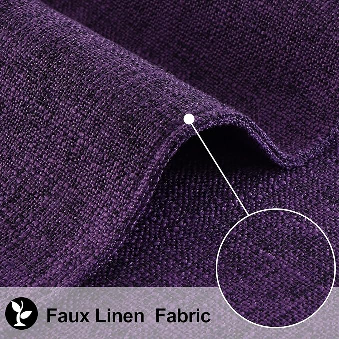 Faux Cotton Linen Placemats Set of 6, Cloth Washable Farmhouse Dining Table Mats for Indoors & Outdoors, Easy to Clean, Purple, 13 x 19 Inch