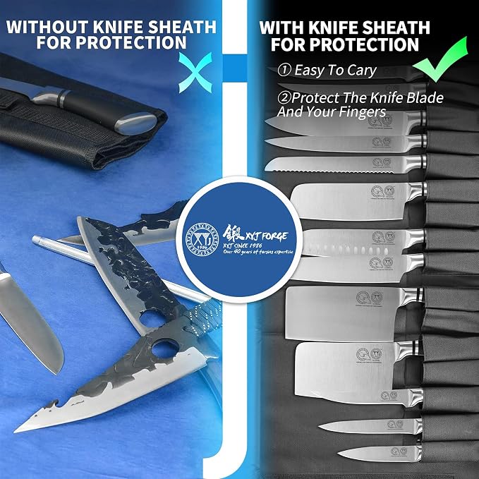XYJ Knives Authentic Since 1986,Chef Knife Professional Set with Bag,Cleaver Butcher Knife for Meat Cutting Bag