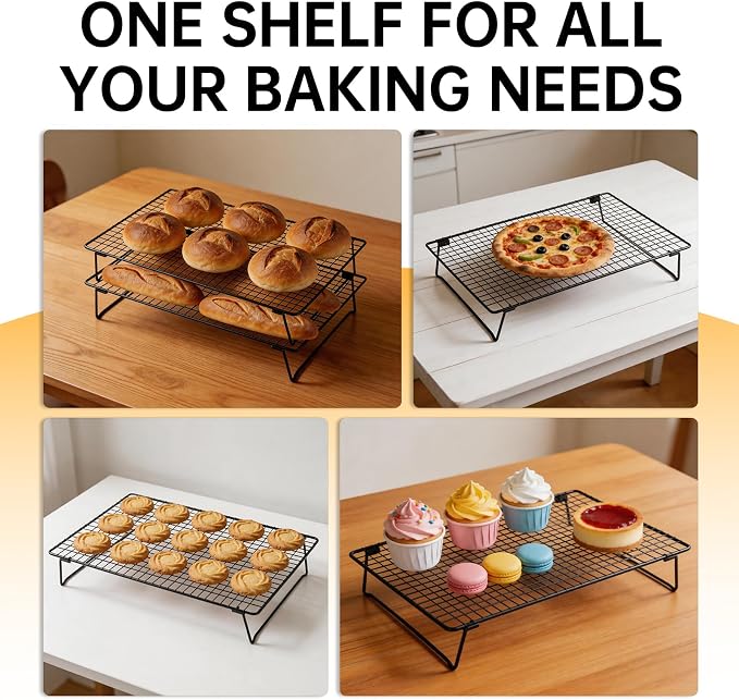 Cooling Racks for Cooking and Baking, Bread Cooling Rack Sourdough, 2PCS | Collapsible Baking Cooling Rack with Legs, Sourdough Bread Cake Cookie Cooling Racks, Baking Accessories Dishwasher Safe