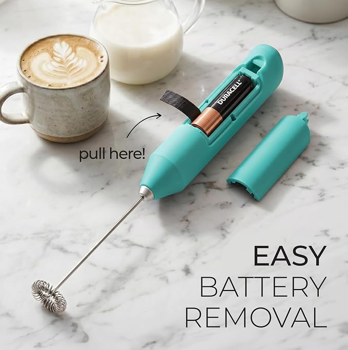 Zulay Kitchen Powerful Milk Frother AA Batteries Included – Ultra Fast Handheld Drink Mixer with Stainless Steel Whisk Stirrer for Coffee, Protein, Matcha & More, Frother Wand Electric Frothmate