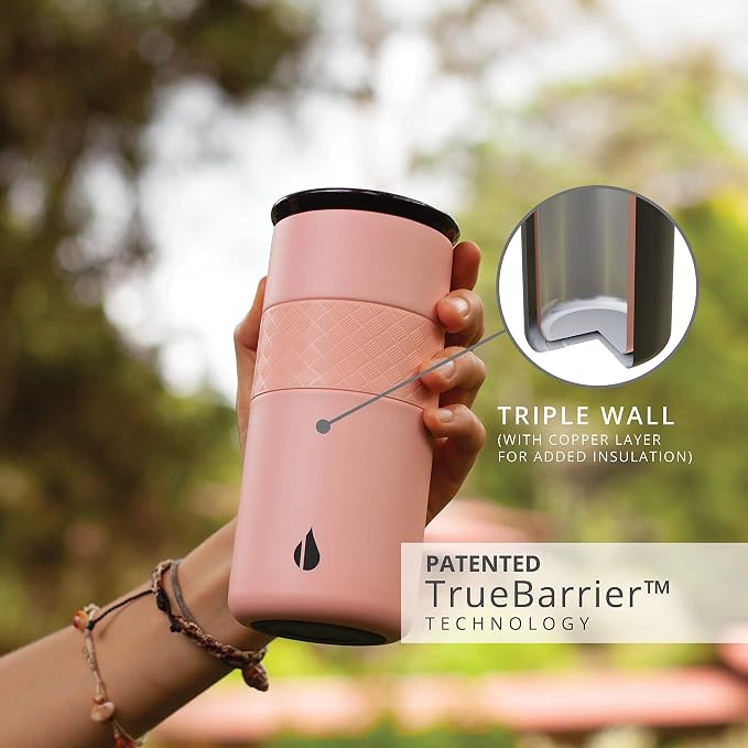 Elemental Artisan 16oz Triple-Wall Insulated Coffee Tumbler w/Ceramic Lid | Triple Wall Coffee Travel Mug, Reusable Stainless Steel Coffee Tumbler; Thermal Coffee Cups for Hot (6 Hrs) & Cold (18 Hrs)
