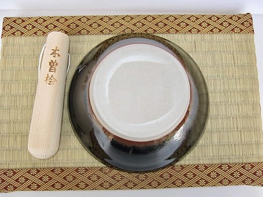 Made in Japan Mino Ware Ripple Ridge Mortar & Pestle (Suribachi & Surikogi) Set Small 5.91inches, for Both Right and Left Handed, Pottery Black TR53626 (Small Black)