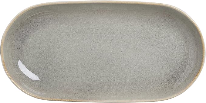 SANGO Resona Moss Serving Platters Set of 2, 14/12 Inch Stoneware Serving Dishes for Entertaining, Glossy Party Serving Trays with Reactive Glaze, Buffet Oval Platters for Bread, Appetizer, Cheese