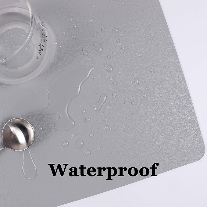 Wipeable Placemats Leather Table Mats Waterproof Heat-Resistant Easy to Clean for Dining Table Set Kitchen Table (4, Slate Grey)