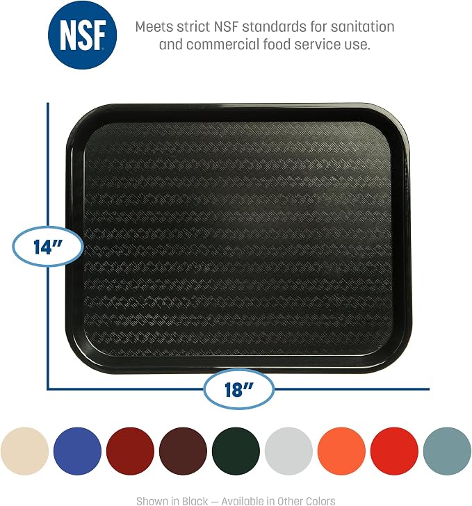 Carlisle FoodService Products Cafe Fast Food Cafeteria Tray with Patterned Surface for Cafeterias, Fast Food, And Dining Room, Plastic, 17.87 X 14 X 0.98 Inches, Orange