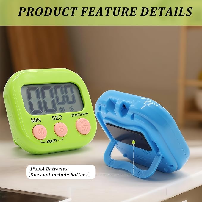 12 Pack Multi-Function Electronic Timer - Kitchen Timer,Magnetic Digital Timers,Big LCD Display, ON/Off Switch,Extensively Use in Cooking,Gym, Meeting, Classroom,Kitchen,Study,Work,Outdoor Activities