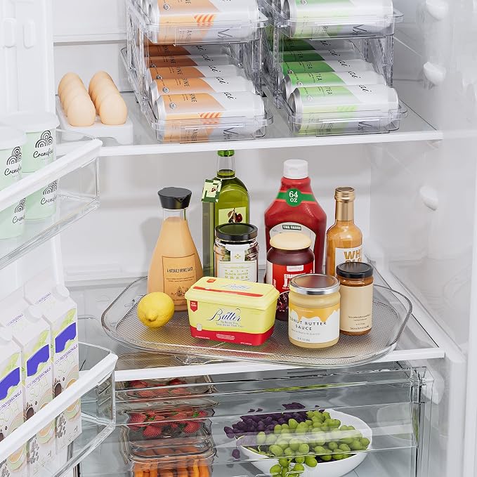LAMU Lazy Susan Turntable Organizer for Refrigerator Organizers and Storage Fridge Organization, Condiment Organizer for Kitchen, Table Top, Cabinet, Pantry, Countertop, 14.56''x11'', 2 Pack