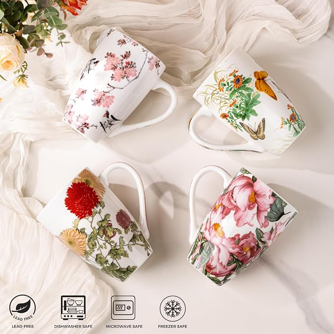 AmorArc Tea Cup With Infuser and Lid, 18oz Loose Leaf Tea Mug With Steeper | Porcelain Tea Mug With Infuser and Lid, Strainer Tea Cup for Tea Lovers, Home & Office, Housewarming Birthday Gift