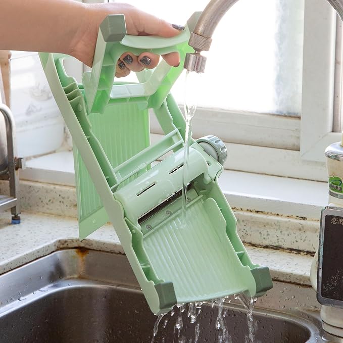 Adjustable Safe Mandoline Slicer for Kitchen, Stainless Steel Multifunction Vegetable & Fruit Cutter, Onion Potato Tomato Cabbage Apple Lemon Slicer Cutter, Multipurpose Veggie Slicer.