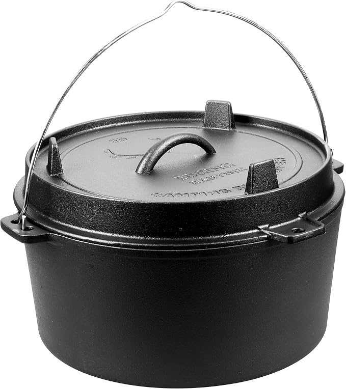 EDGING CASTING Pre-Seasoned Cast Iron Camping Dutch Ovens, Outdoor Camping Dutch Oven Pot with Lid Tripod, 8 Quart