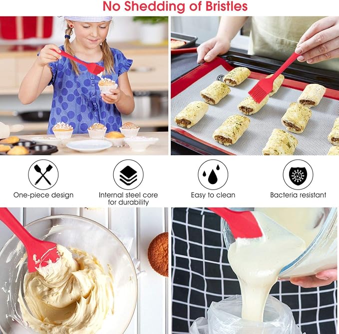 Silicone Macaron Baking Mat Kit - (30 in 1) Macaroon Baking Mat Heart Set,2 Half Sheet Macaron Silicone Mat,1 Egg Separator,1 Pastry Brush,1 Spatula,6 Frosting Tips,12 Piping Bags