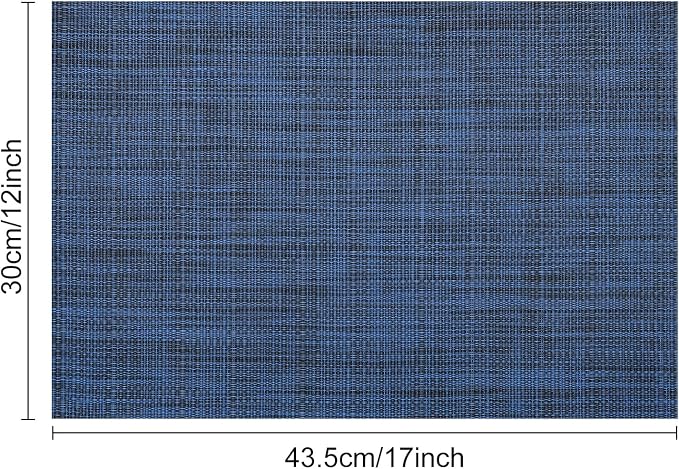 Myir JUN Placemats Set of 6 Kitchen and Dining Table Placemats | Vinyl Placemats Place Mats Indoor/Outdoor Set of 6 Washable Table Mats Non-Slip Place mats for Dining Table, Dark Blue