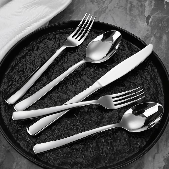 Silverware Set for 4, Prendcyx 20-Piece Heavy Duty Flatware Cutlery Set, 18/0 Food-Grade Stainless Steel Tableware Set, Dishwasher Safe for Home, Restaurant, Wedding, Party, Mirror Polished