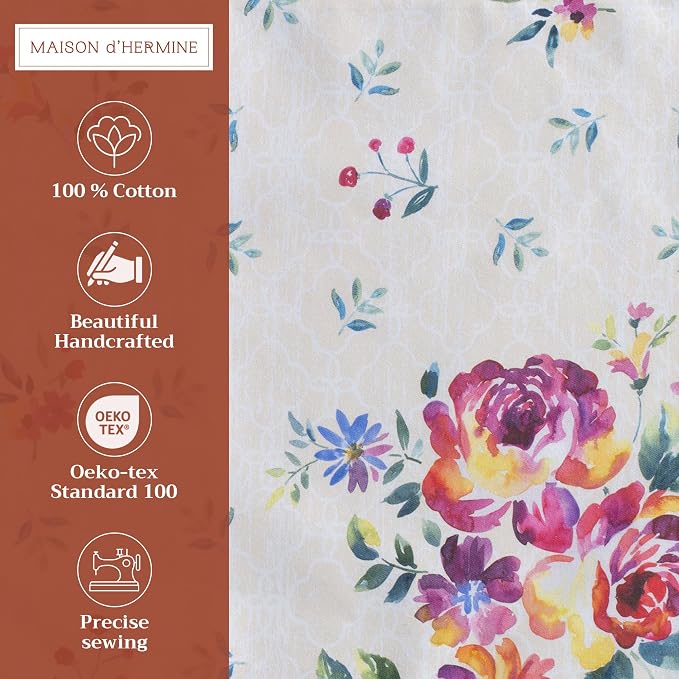 Maison d' Hermine Placemats Set of 4 Reusable 100% Cotton (13"x19") | Cloth Place Mats Washable Table Mats for Kitchen Dining Party Wedding Hotel Home Restaurant Spring Summer - Rose Garden