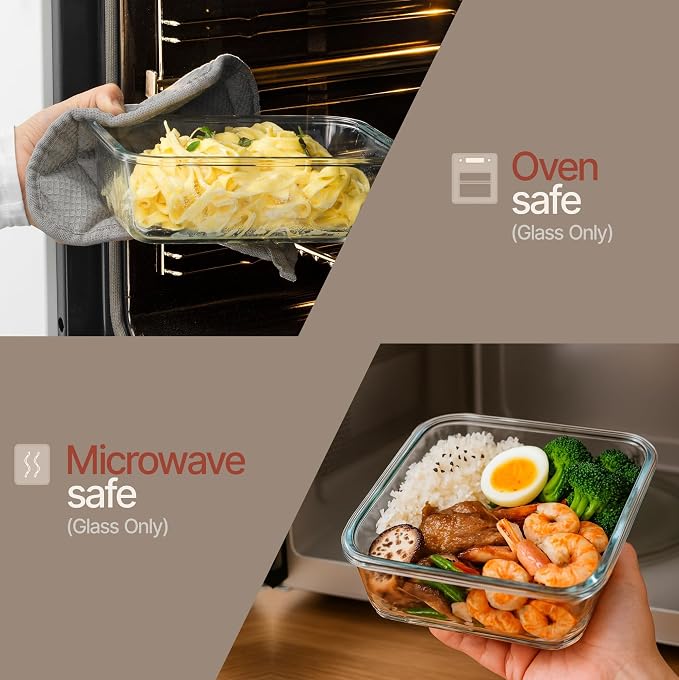 Bakken Borosilicate Glass Food Storage Containers with Lids 24 Pieces, BPA-Free Stackable Lunch & Leftover Containers, Microwave, Freezer & Dishwasher Safe, 100% Airtight Leak-Proof, Pink