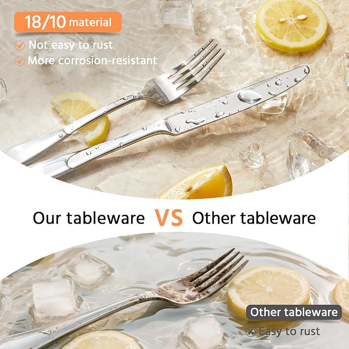 Silverware Set for 12,65 Piece Stainless Steel Flatware with Serving Utensil