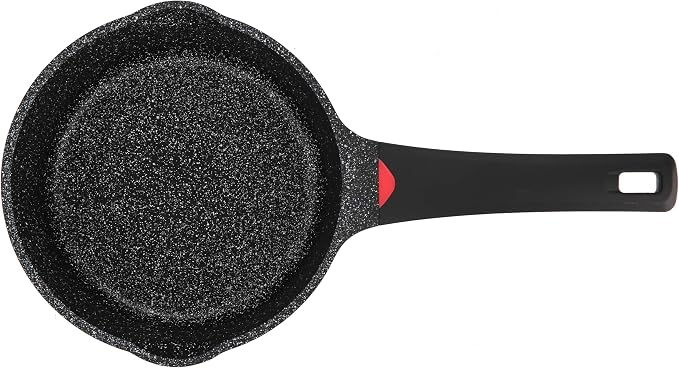 1.3Qt Nonstick Ceramic Sauce Pan with Glass Lid, 6.2" | Black ceramic nonstick, toxin/PFOA-free. Induction/gas compatible. Even heating. Soft-touch cool handle. Easy clean