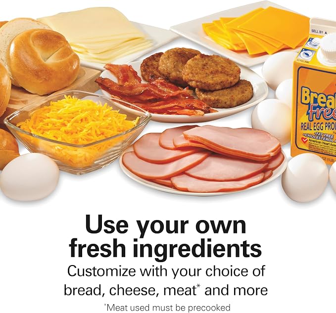 Hamilton Beach Dual Breakfast Sandwich Maker with Egg Cooker Rings & Timer | Perfect for English Muffins, Croissants, Mini Waffles | Customizable & Fast |PFAS-Free | Silver | 25490MNA