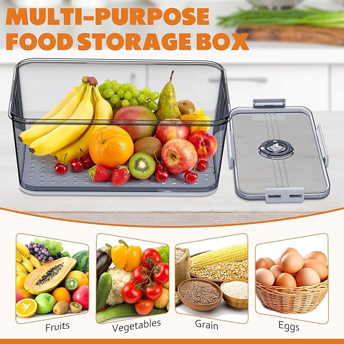 Honbuty 2PCS Bread Boxes,Bread Box for Kitchen Counter Airtight,Time Recording Bread Storage Container with Lid, Bread Keeper for Homemade Bread, Toast, Bagel, Donut and Cookies (Grey)