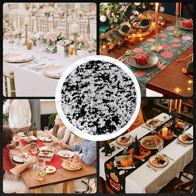 comfoyar Disposable Black Placemats Set of 50, Metallic Round 13 Inch Foil Mesh Pressed Doilies Place Mats, Table Mats for Dining Party Weddings Birthday Holiday Kitchen Home, Tableware Decoration