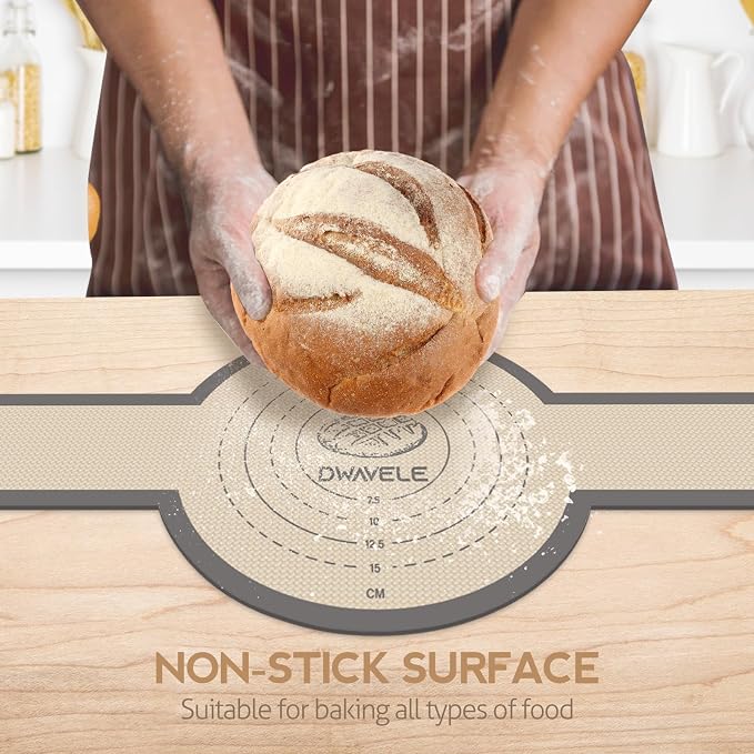 Silicone Bread Sling for Dutch Oven, Non-Stick & Easy to Clean Bread Baking Mat Set, 2 Pcs Reusable Bread Sling with Long Handle to Transfer Sourdough (Gray, 2PCS Round)