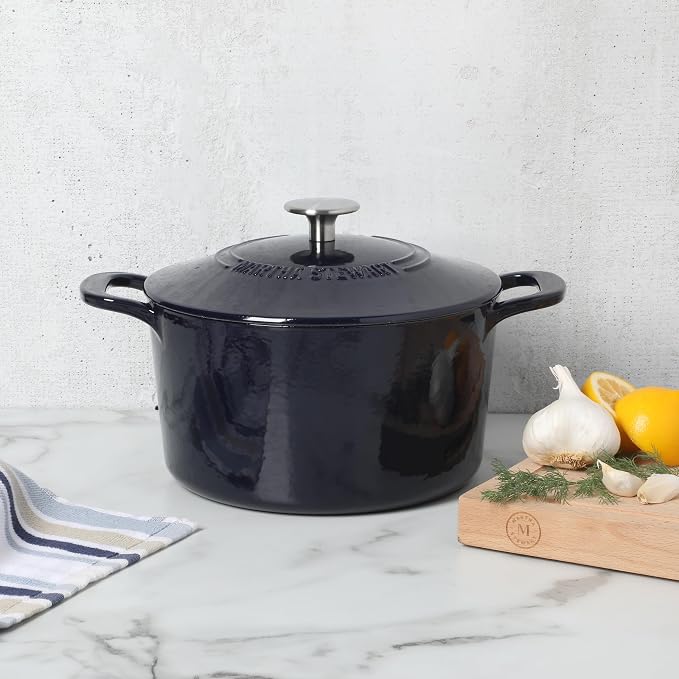 Martha Stewart Gatwick 4 Quart Enamel Cast Iron Dutch Oven - Navy Blue
