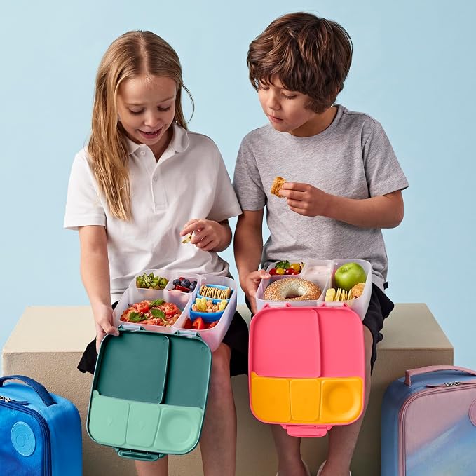 b.box Lunch Box, 8.5 Cup Bento Box for All Ages, Snack Box Food Containers | Lunch Box Kids + Adults, Lunch Containers, 4 Compartments, Leak Proof, Dishwasher Safe, BPA Free, PFAS Free—Strawberry Shake
