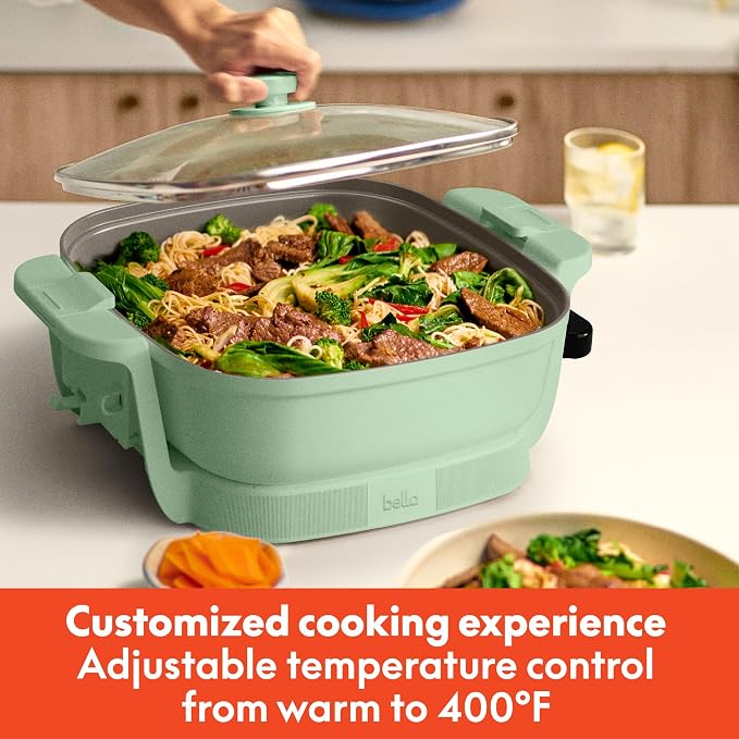 bella Fits-Anywhere™ SAUTE Make & Take Skillet, Non-Toxic Ceramic, Seaglass